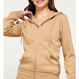 Tan Women's Zip-Up Hoodie